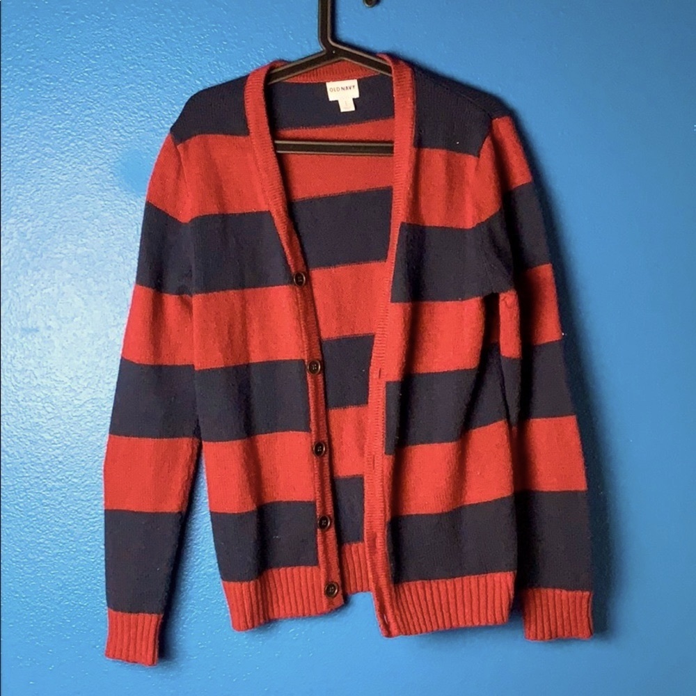 Old Navy Wool Red/Blue Cardigan